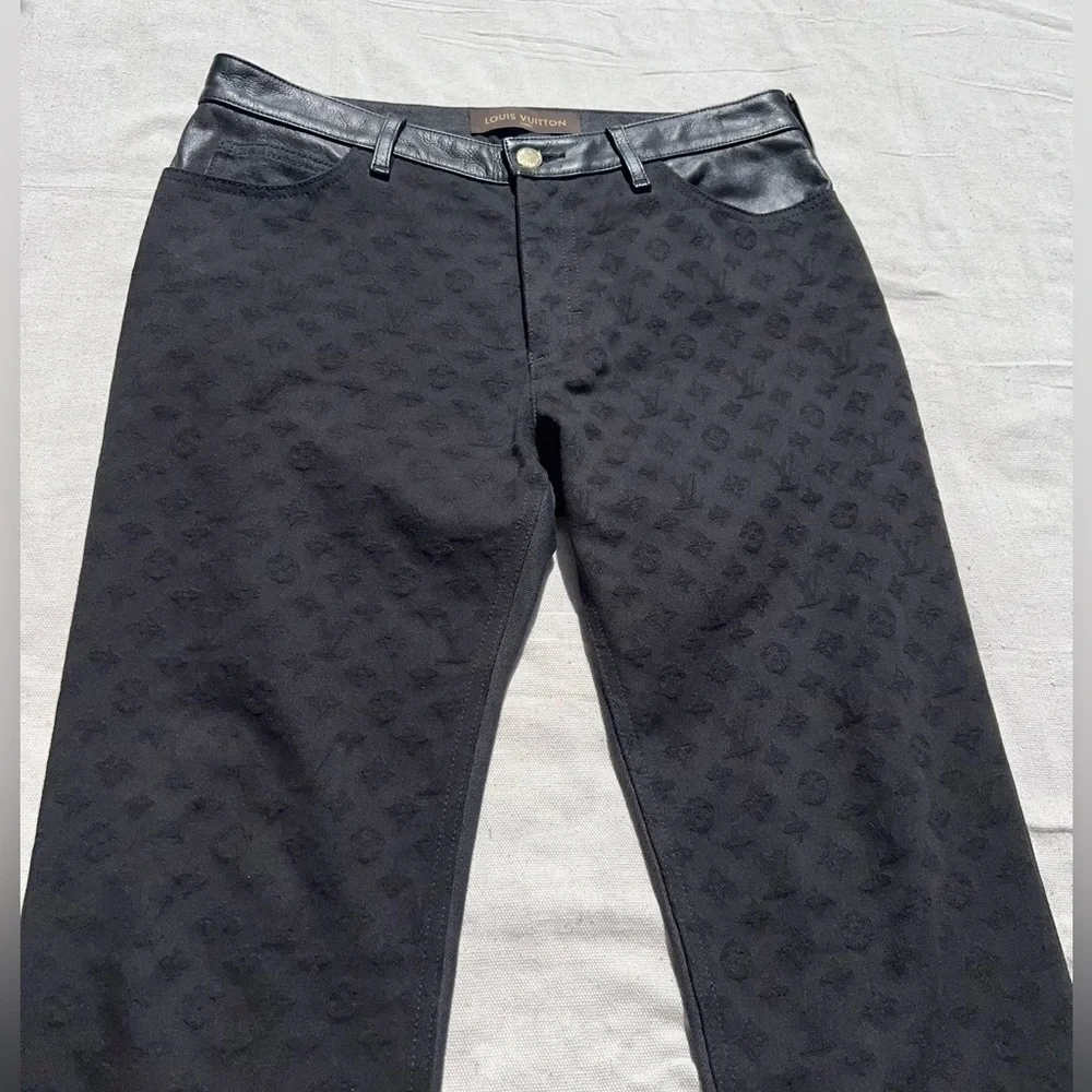 Louis Vuitton (Marc Jacobs Era) Monogram Logo Jeans w/ Leather Trim - FR/EU 38